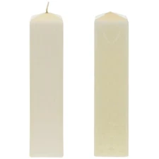 Mega Candles - Unscented 2"x 9" Square Dome Top Pillar Candle, Ivory 6PCS