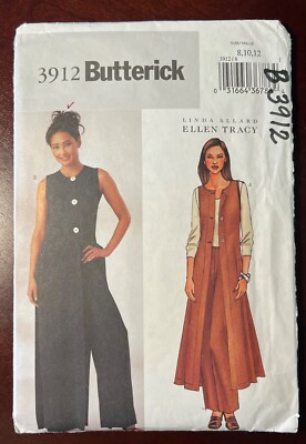 Butterick 3912 Duster & Pants Pattern by Ellen Tracy Misses 8-10-12 Cut Complete