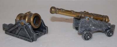 2 x Miniatur Kanone Sammlermodell - El Tigre 1797 - Guss Messing Kanonen
