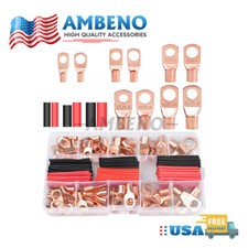150PCS COPPER WIRE LUGS BATTERY CABLE ENDS HEAT SHRINK TUBE ASSORTMENT KIT