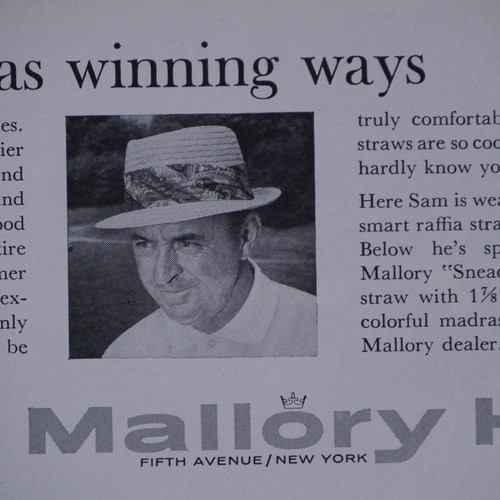 1963 Sam Snead Vintage Mallory Hat Original Print Ad 8.5 x 11" - Picture 3 of 3