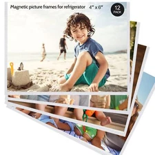 12 Pack Magnetic Picture Frame Reusable, Magnetic Photo Frames 4x6”- Home,Office