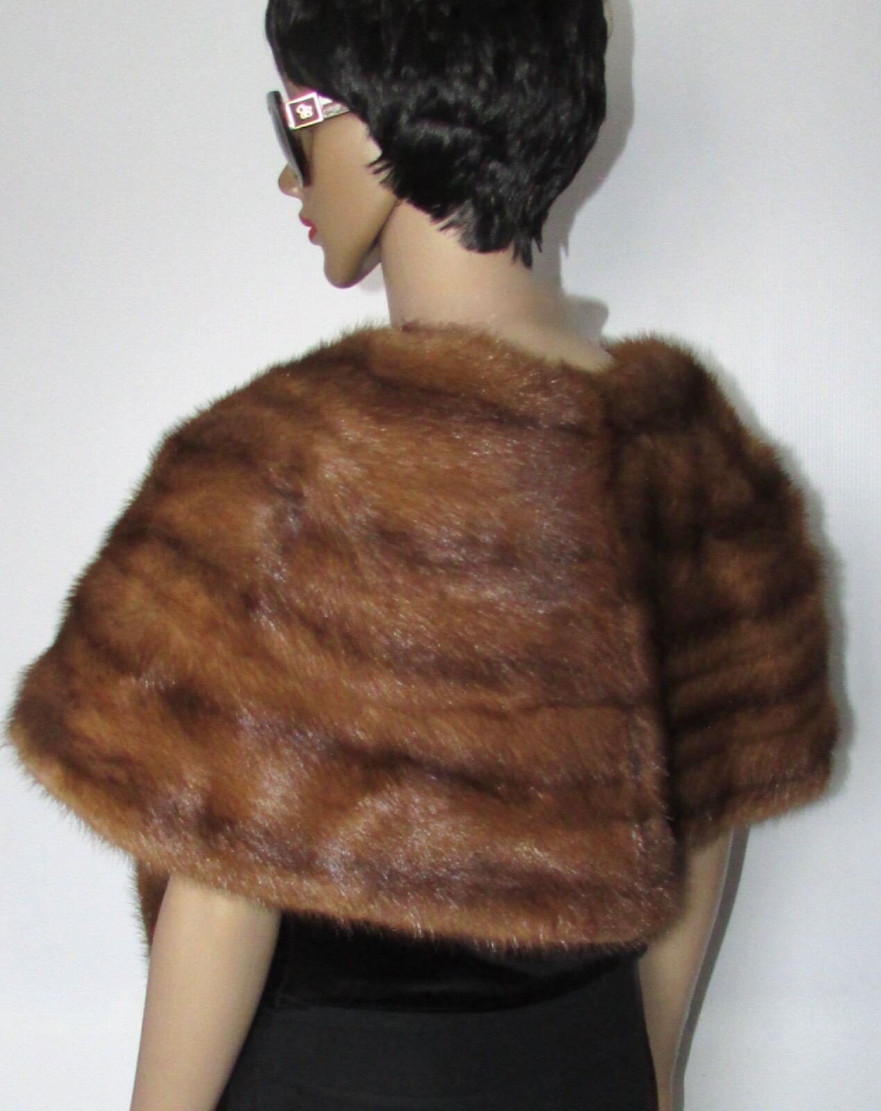 VTG HOLT RENFREW MEDIUM BROWN MINK FUR STOLE/10 TAILS   SIZE LARGE  13" X 90"