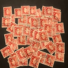 Postage Stamps For Crafting: Norway 1952 30o King Haakon; Red; 50 Pieces