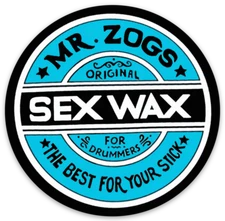 Mr Zog's Sex Wax  - Aqua Blue w/ Black border Die Cut Round STICKER!