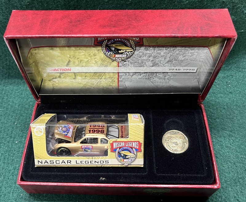 Nascar 1948-1998 50th Anniversary ACTION 1:64 Cars & medallions in case. 4 Cars