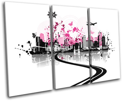 Abstract Floral Vector City TREBLE Leinwand Wand Kunst Bild drucken