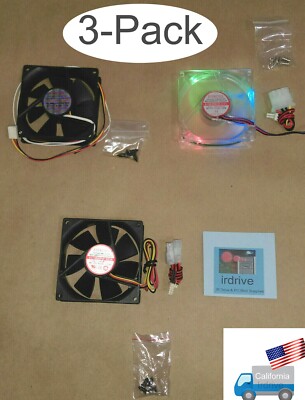 NEW 3-pack: Evercool 80mm 3pin & Molex 4pin Ball Bearing PC Case Cooling Fans