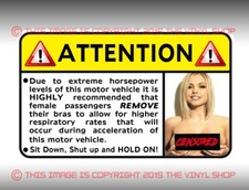 Remove Your Bra New Blonde Warning Label To Ride In This Car Decal Jdm Hot Rod