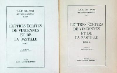 SCHRIFTLICHE BRIEFE AUS VINCENNES UND DER BASTILLE. 2VV DE SADE D.A.F. PAUVERT 1966