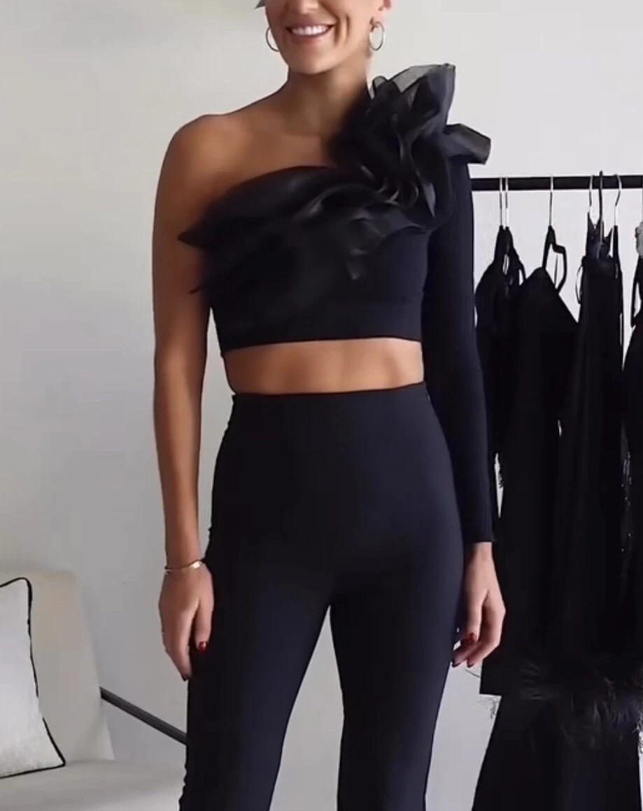Zara BLACK ORGANZA CROP TOP 0858 825 size S