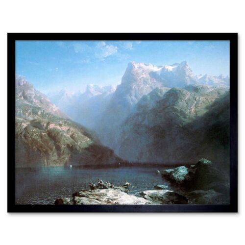 Painting Landscape Calame Lake Lucerne Swiss Alps 12X16 Inch Framed Art Print - Bild 1 von 24