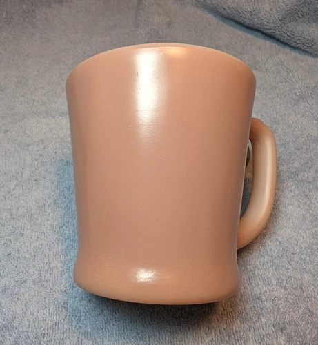 Vintage Fire King D Handle Coffee Cup Mug Salmon Rose Mauve Tan