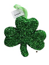 Saint Patrick Glittered Shaped Shamrock Hanging Decor 8"-Brand New-SHIPS N 24 HO