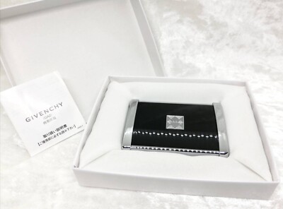 GIVENCHY Black Silver Tone Cigarette Portable Compact Pocket