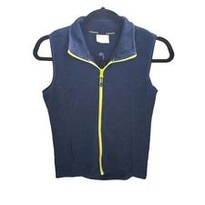 HEAD Womens Sz M Blue Solid Sleeveless Zip Up Vest
