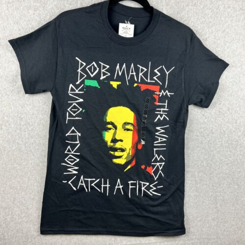 Bob Marley Graphic T-Shirt Cotton Size S Adults Mens Black Short Sleeve