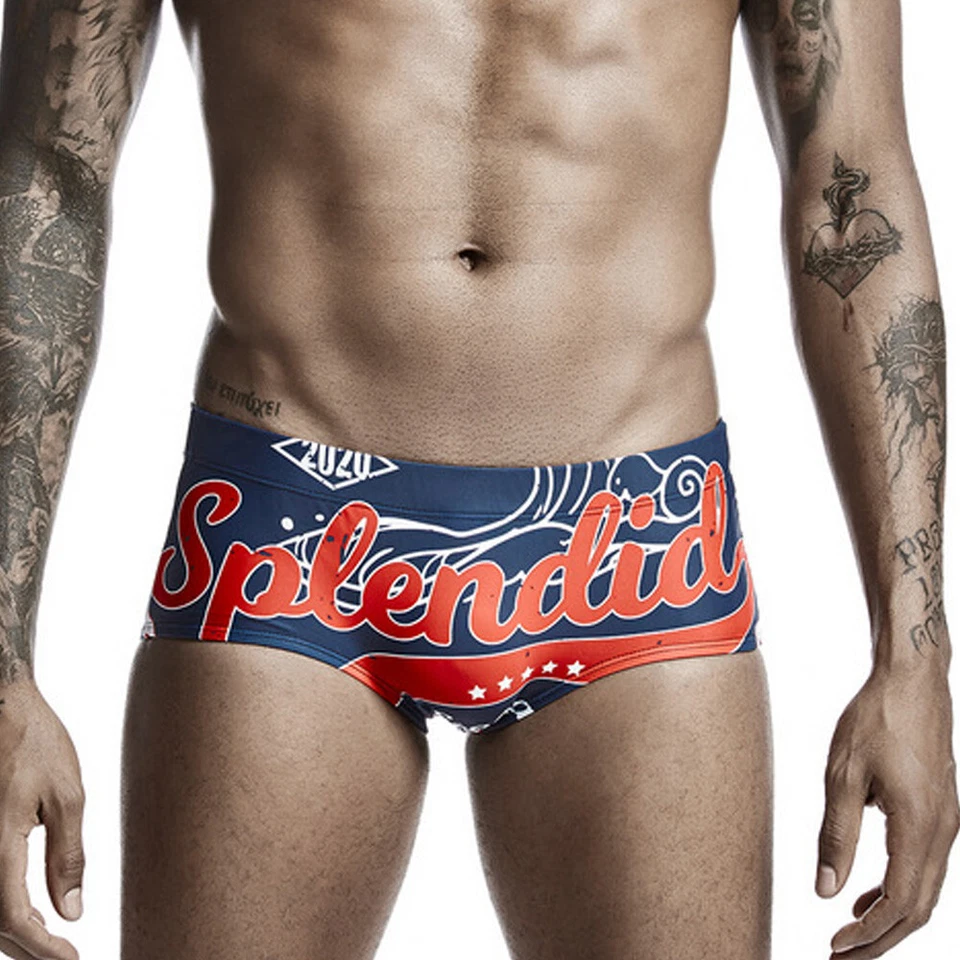 Boxer de baño de tiro bajo Seobean para hombre de secado rápido estampado de poliéster con dibujos animados trajes de baño Foto 3 de 3