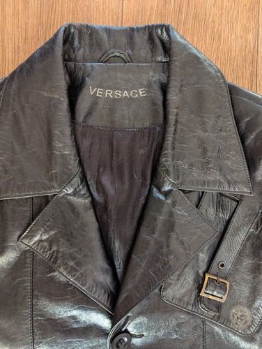 Versace Vintage men's black lambskin jacket Leather size XXL - Picture 4 of 15
