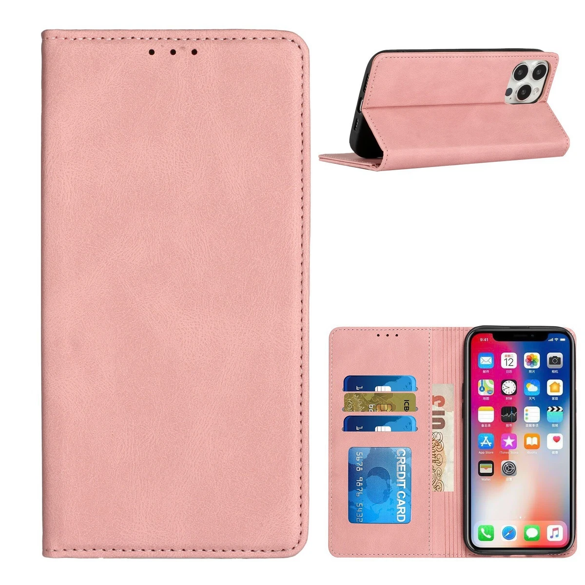 XINYEXIN Custodia Portafoglio Per Motorola Moto G15 - Cover A Libro In Pelle PU Con 3 Slot Carte, Supporto Magnetico, Protezione RFID, Verde - 4