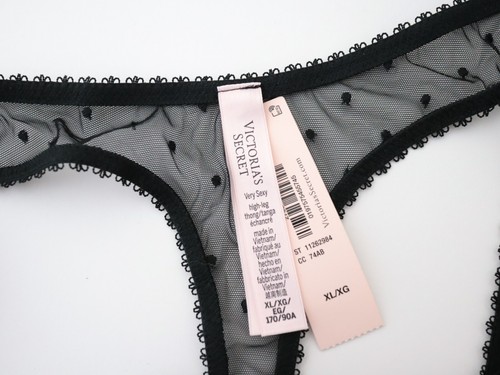 Victoria's Secret Sheer Mesh Lace High-Leg Thong Panty 2 Lot MEDIUM - Picture 4 of 9