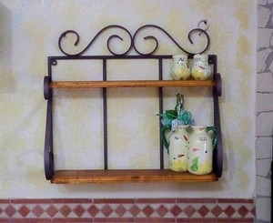 Mensola fioriera portaspezie in ferro battuto legno rustica cucina ... Fioriera ferro battuto per giardino