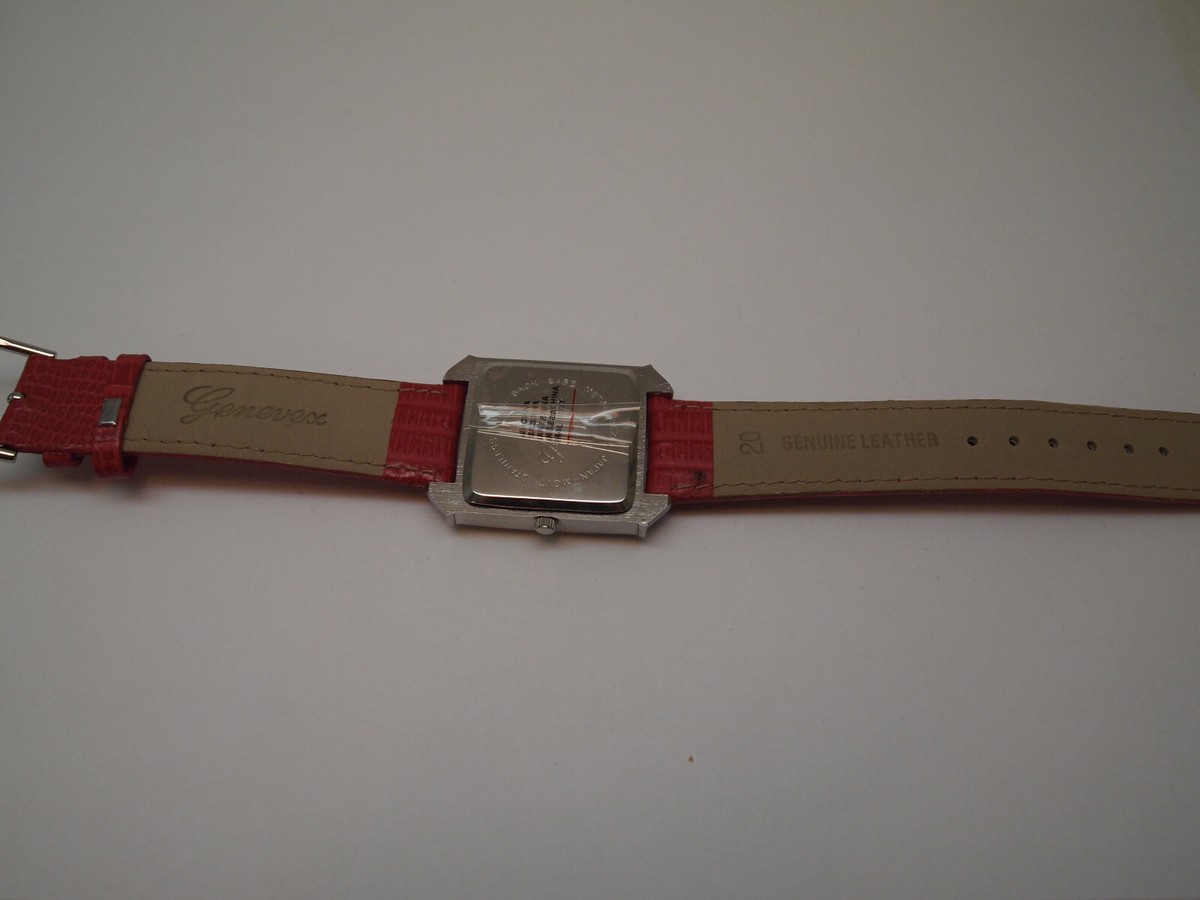 Genevex Watch Women Silver Tone Pave Bezel Pink Leather Band  display picture 1