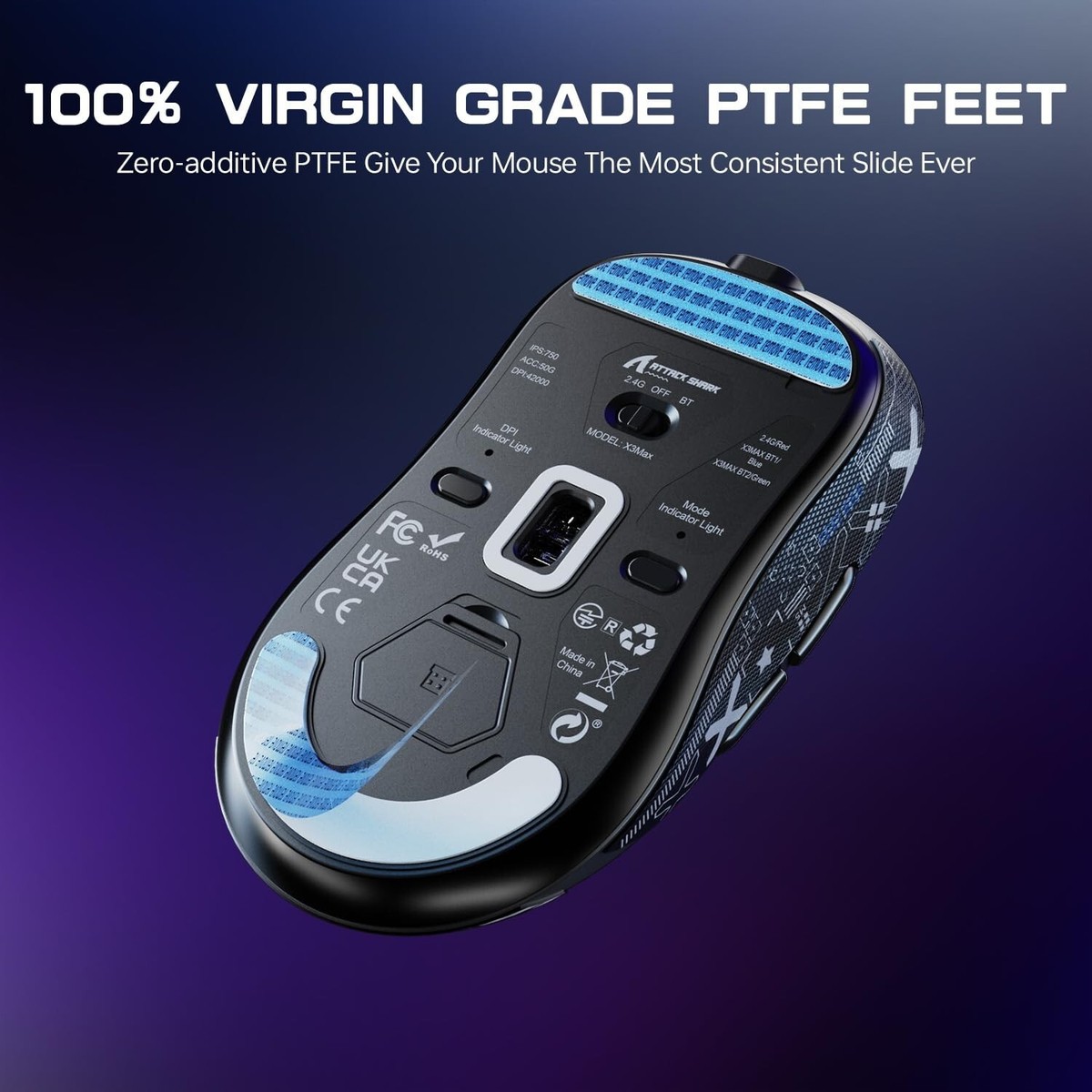 MAMBASNAKE Attack Shark X8 Plus Wireless Gaming Mouse - 40000 DPI, PAW3395PRO Sensor, 55g Ultra Lightweight