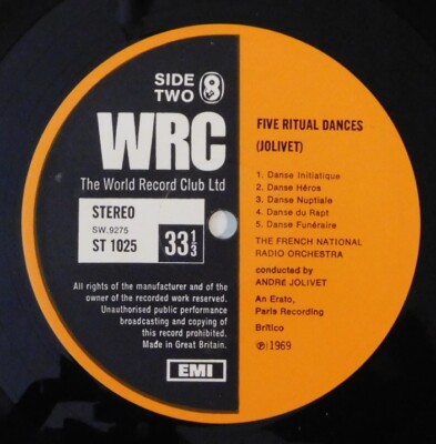 ROSTROPOVITCH Jolivet Cello Concerto No 2 WRC ERATO LP