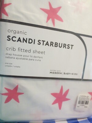 NEW Pottery Barn Organic Cotton SCANDI STARBURST  Crib Fitted Sheet LAST ONE