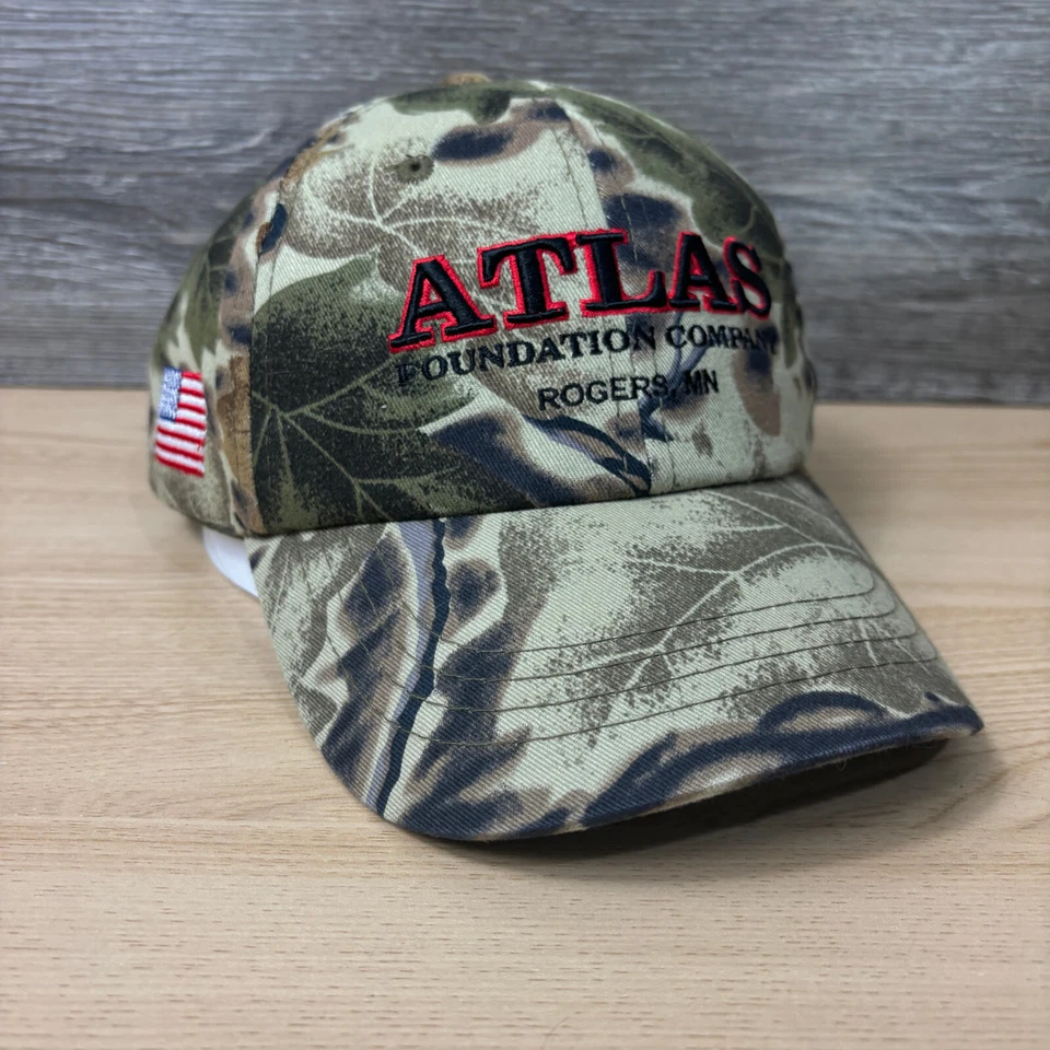 Atlas Founation Company Hat Cap Strap Back Brown Camo Camouflage Hunting - Image 3 of 4