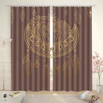 Brown Binding Essence 3D Curtain Blockout Photo Printing Curtains Drape Fabric
