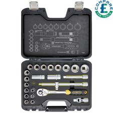 CK 24Pcs Metric 1/2" Deep Socket/Standard Socket Set with Ratchet 12 point T4662