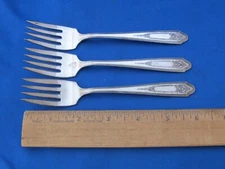 SET OF 3 National Silver MARTINIQUE  (1935) Pattern SALAD FORKS-No Mono