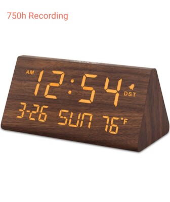 Hidden Voice Recorder in Digital Alarm Clock /750 Hours of Continuous Record