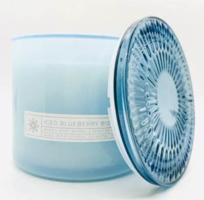 Bath & Body Works ICED BLUEBERRY BISCOTTI 3 Wick Large Scented Candle 14.5 oz 