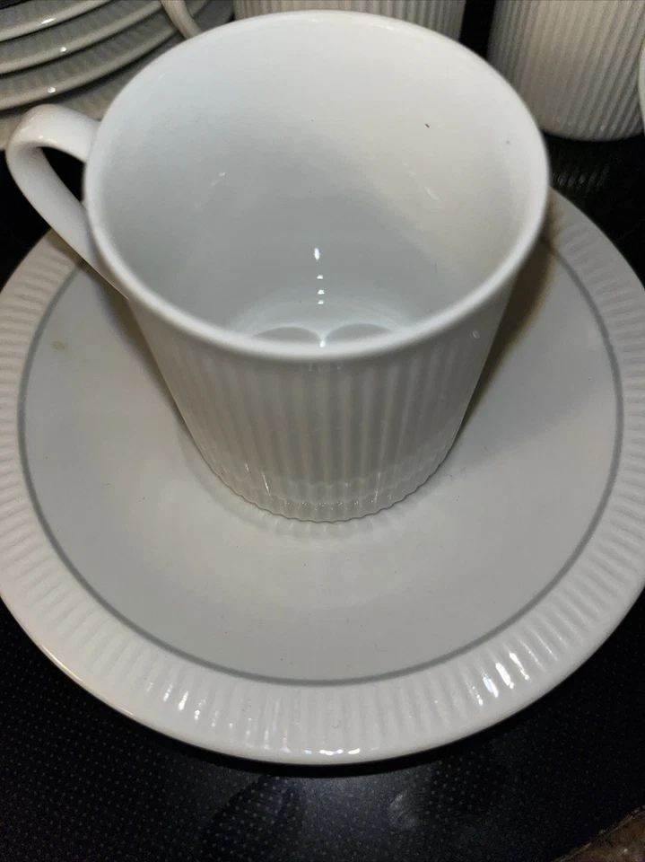 Royal Porcelain Thailand Espresso Demitasse Cup & Saucer Robbed White SET OF 6 - Image 2 of 4