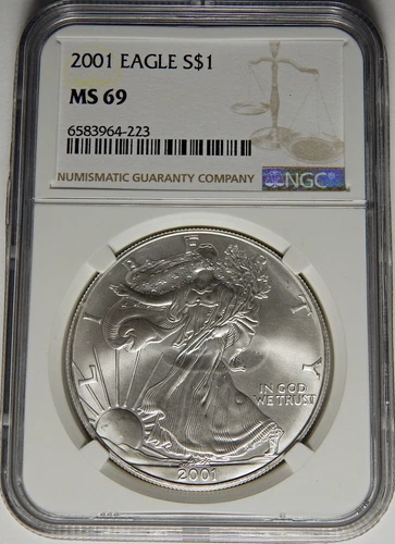 2001 NGC MS-69 AMERICAN SILVER EAGLE - LM18