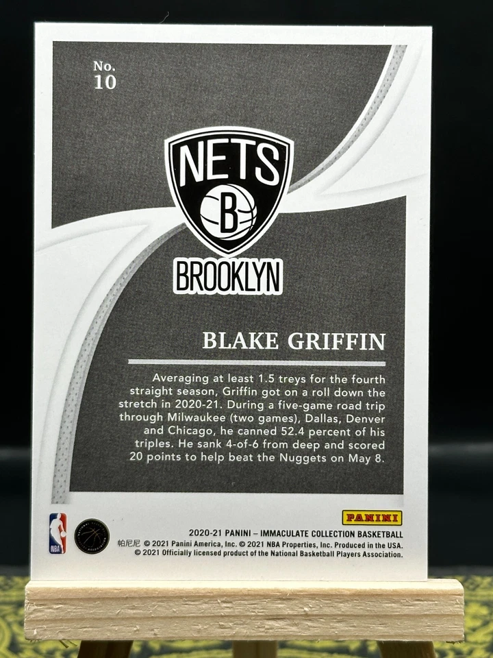 2020-21 Immaculate - Blake Griffin - Red Foil 36/49 - 10 - Image 2 of 2