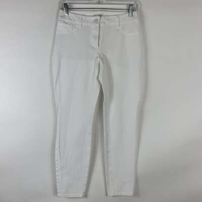 Maison Jules Jeans Women s 4 Curvy Skinny Mid Rise White Denim Stretch Casual