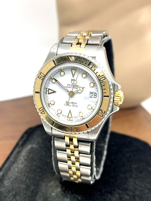 Tudor Women's Watch Vintage Swiss Automatic White Dial Two Tone Gold Steel 27mm