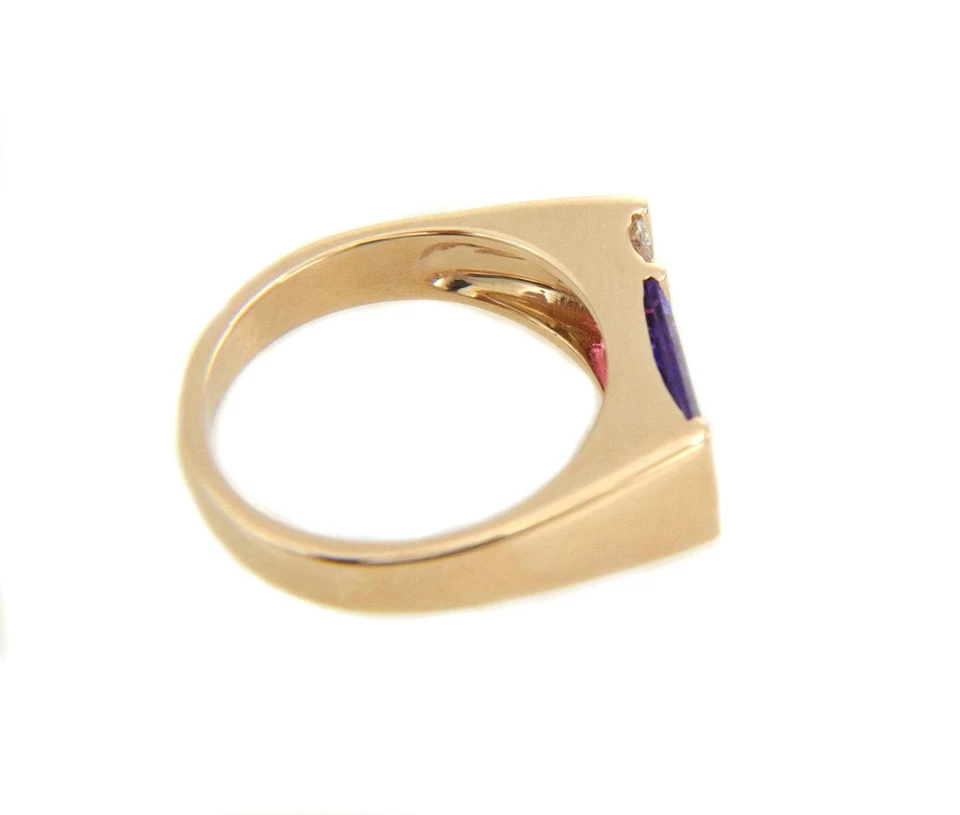 Anillo Kabana 1.20ct Diamante y Gemas Oro Amarillo 14k Rectángulo Top Talla 6 Foto 4 de 4