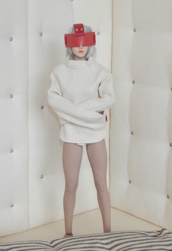 Doll STRAIGHT JACKET + Face MASK 1:6 Scale Female Phicen Hot Toys RED Straps - Picture 7 of 13