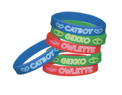 PJ Masks Rubber Bracelets 6ct Wristbands Pajama Heroes Boy Birthday Party Favor 