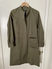 APC Women olive Green Cotton/Linen Belt Coat Size 36 Small