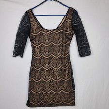 Guess Bodycon Dress Womens Size 2 Black Lace Mini Sexy Cocktail Party Date Night