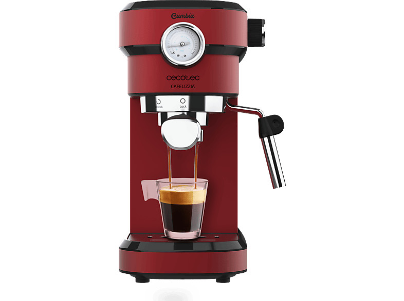 Cafetera express Cecotec Cafelizzia 790 Shiny Pro, 20 bar, 1350 W, 2 tazas, Rojo