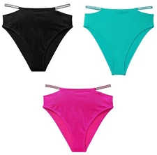 VICTORIAS SECRET SHINE STRAP HIGH WAIST CHEEKY BIKINI SWIM BOTTOM XS S M L XL 2X