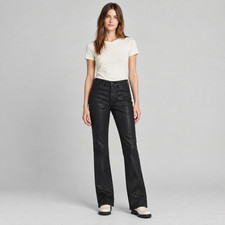 GRLFRND Womens Jeans 28 HAILEY Slim Bootcut Flare Slit Manhattan Coated USA MADE