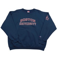 Champion Boston University Crewneck Sweatshirt Navy Blue Mens XXL Graphic Logo